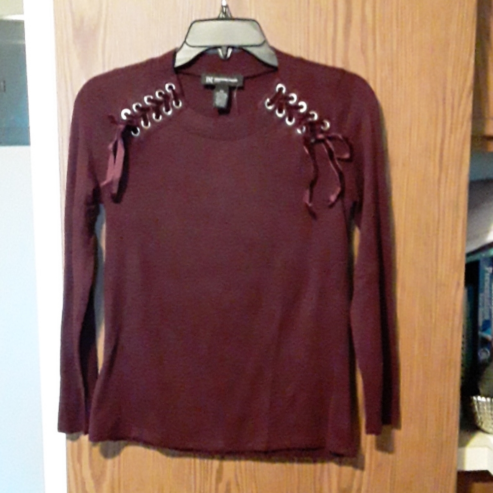 International concepts burgundy corset sweater